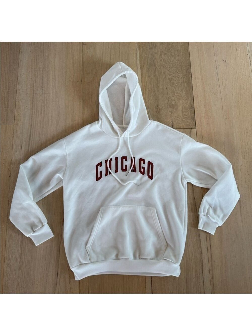 SHEIN White Chicago Sweatshirt Hoodie Size Medium